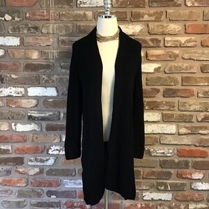 EILEEN FISHER Women's Black Organic Cotton Open Front Long Cardigan Sweater M